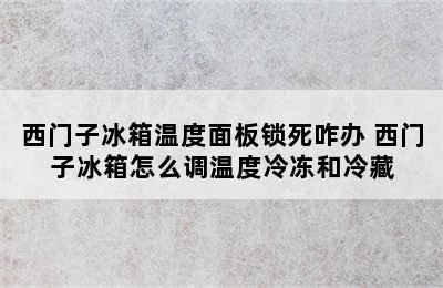 西门子冰箱温度面板锁死咋办 西门子冰箱怎么调温度冷冻和冷藏